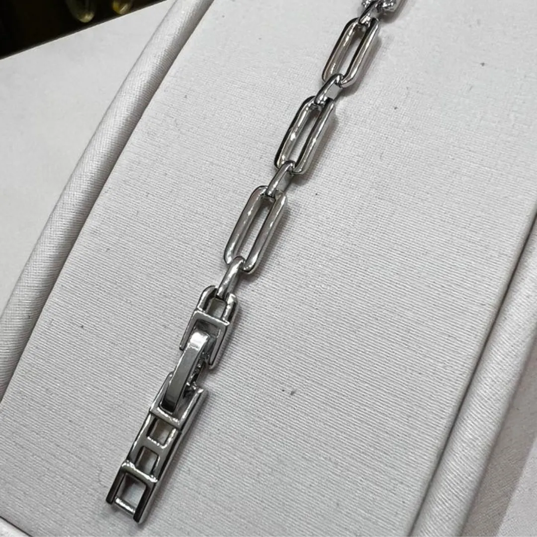 Pulseira Elos Cravejados - Banhado a Rodio