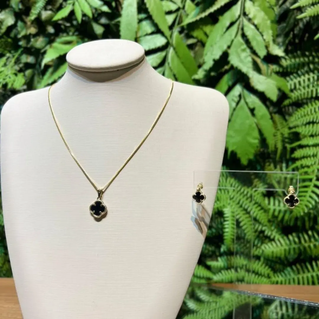 Conjunto Inspiração Veneziana 40cm + 7cm de extensor - Preto Dourado