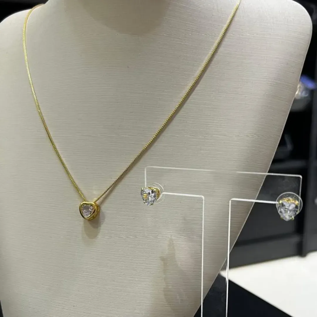 Conjunto ponto de luz coração - Dourado