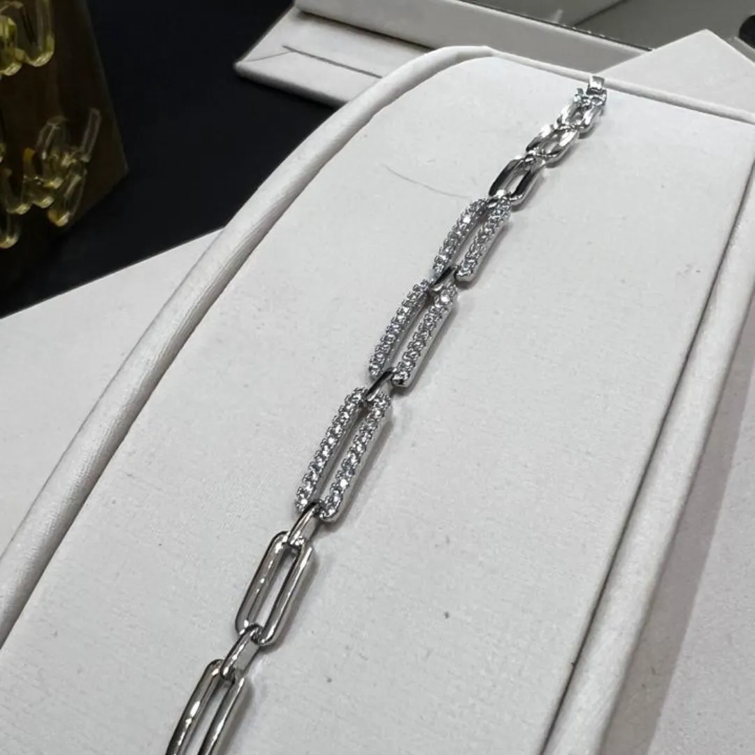 Pulseira Elos Cravejados - Banhado a Rodio