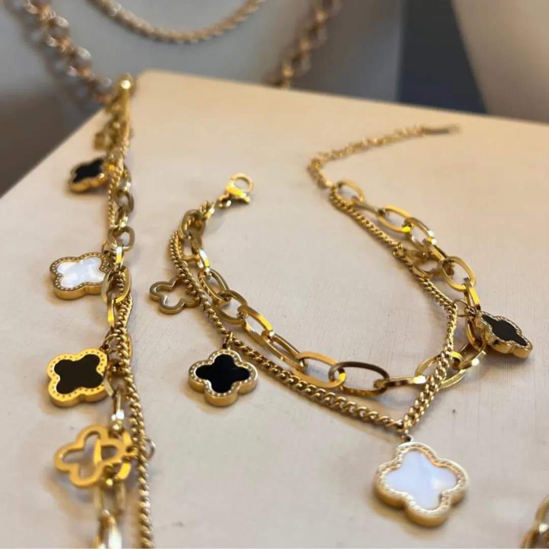 Pulseira Trevo Inspiração - Aço com Banho