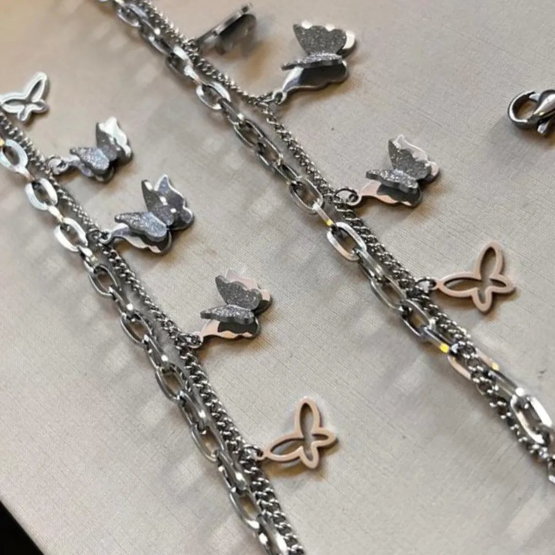 Pulseira Borboletas - Aço com Banho