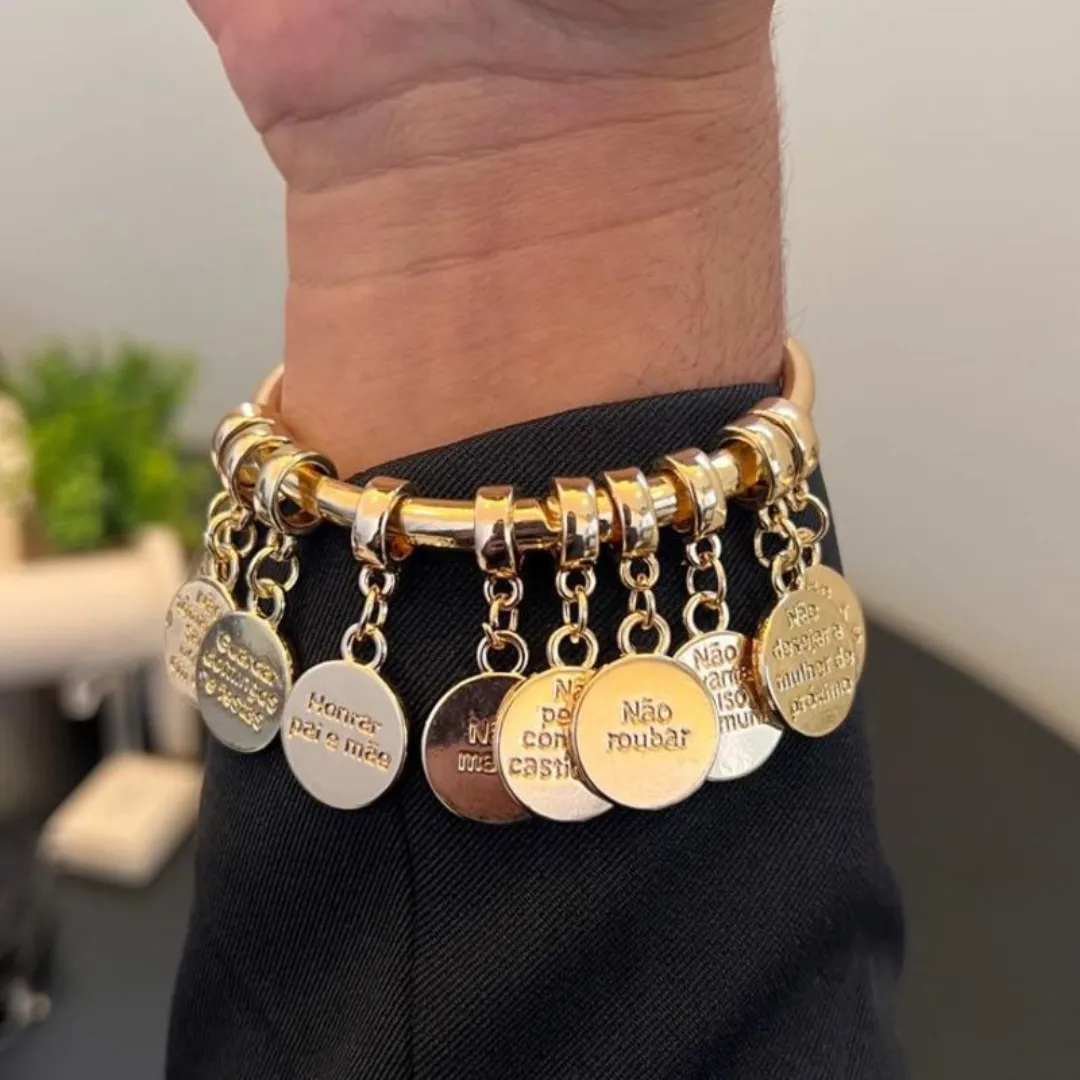 Bracelete 10mandamentos - Banhado a ouro