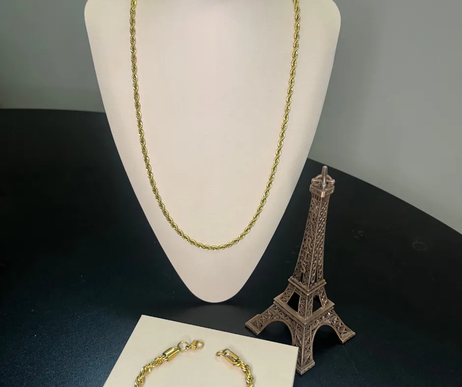 Pulseira Cordão Torcido 4mm 21cm - Aço com Banho