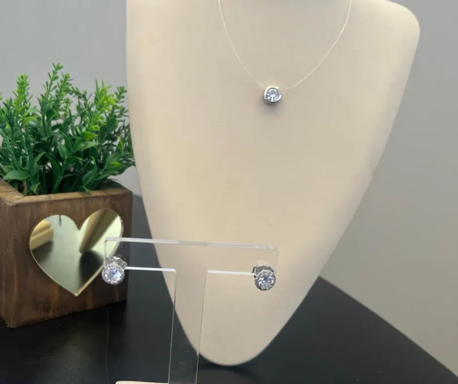 Colar Silicone com ponto de Luz - Rodio