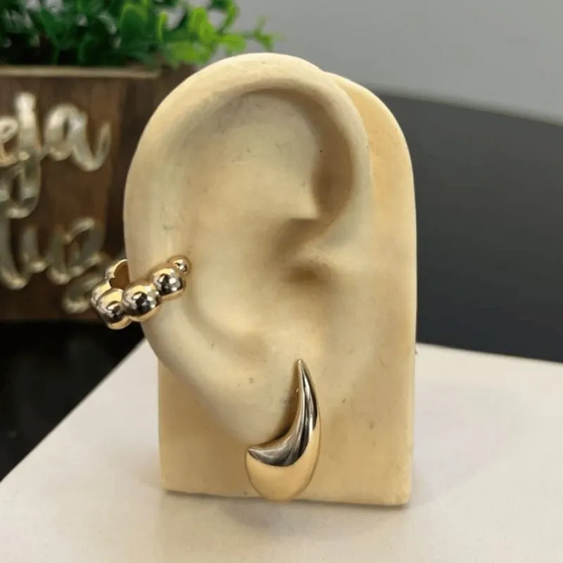 Brinco de Gota 25mm lisa + Piercing Fake Bolinha