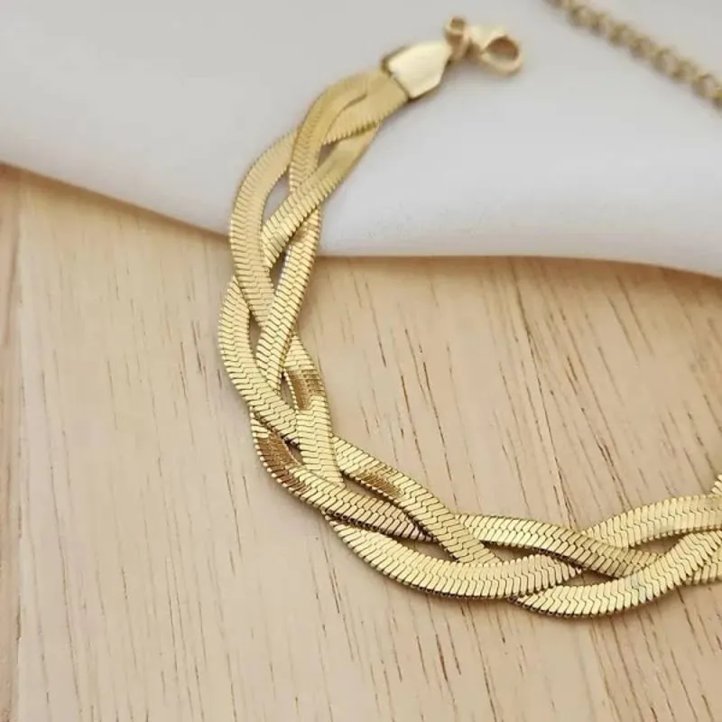 Pulseira de Fita Trançada tripla