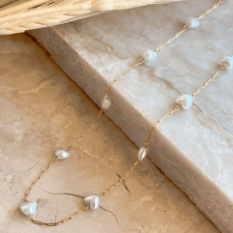 Choker Perolas coração