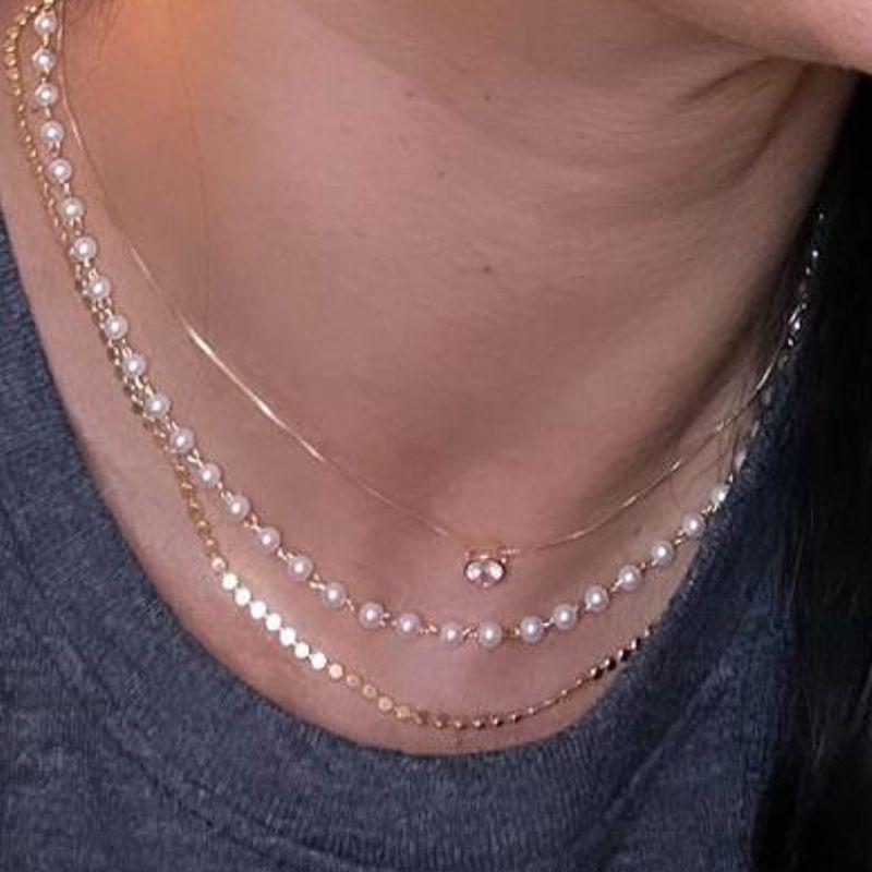 Coker de perolas inteira 2mm 40cm + 5cm de extensor - Ouro