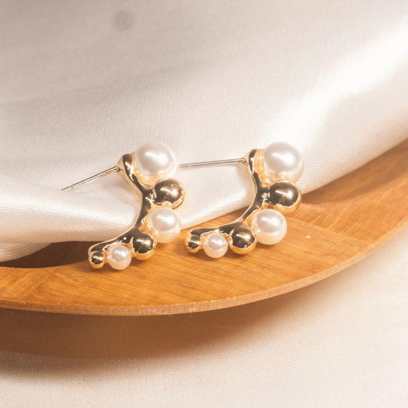 Ear Hook Perola e Bolinha - Pino de aço