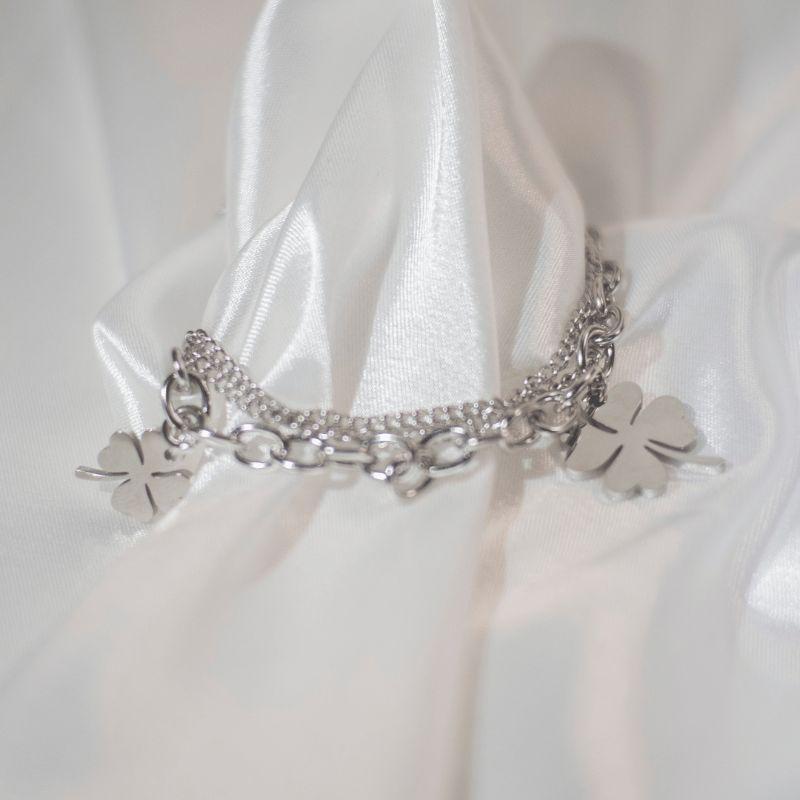 Pulseira Berloque Trevo - Aço Inox