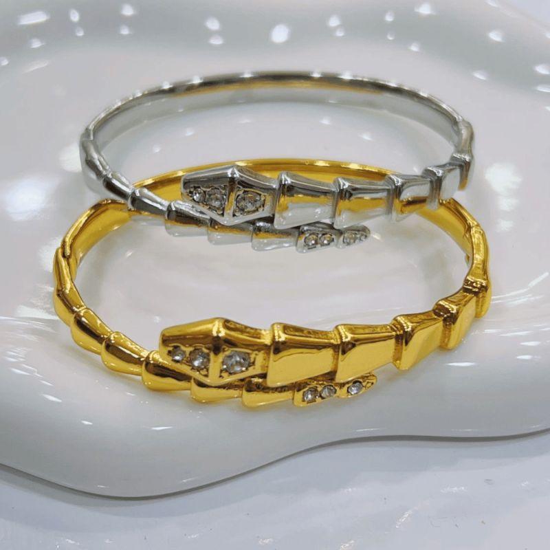 Bracelete de Cobra - Aço com Banho de Ouro