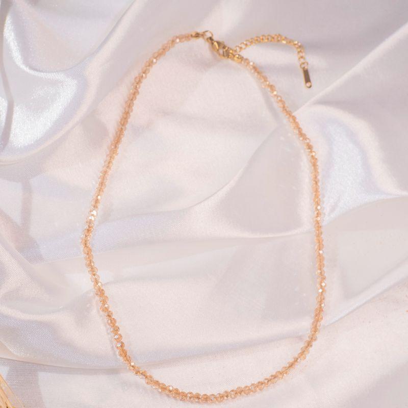 Choker Cristais - Bege - Aço com Banho de Ouro