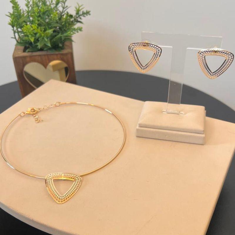 Conjunto de Aro com Brinco e Pingente de Triangulo