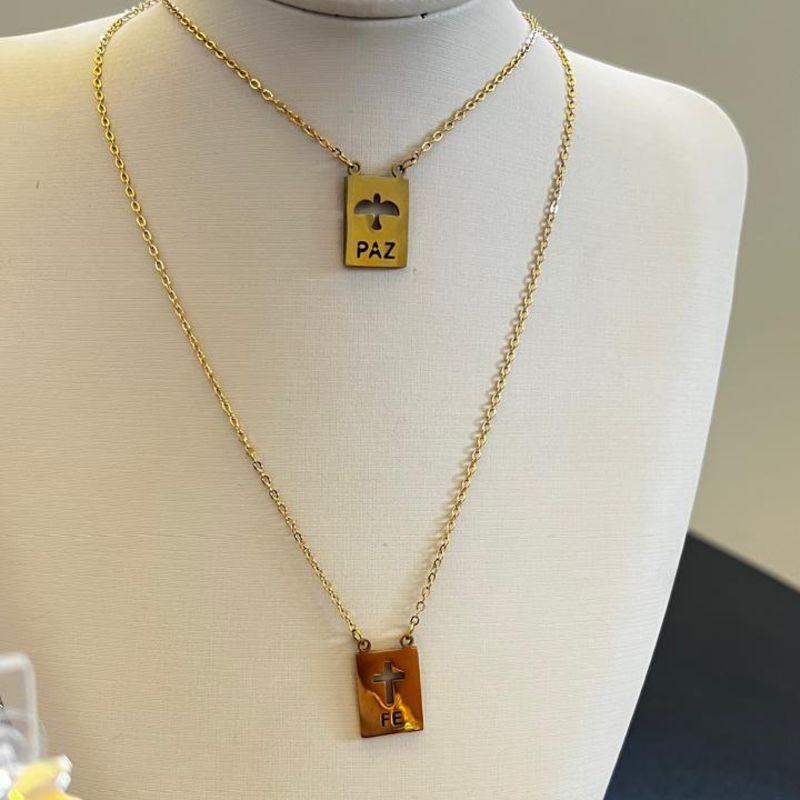 Escapulário Fé  - Aço com Banho