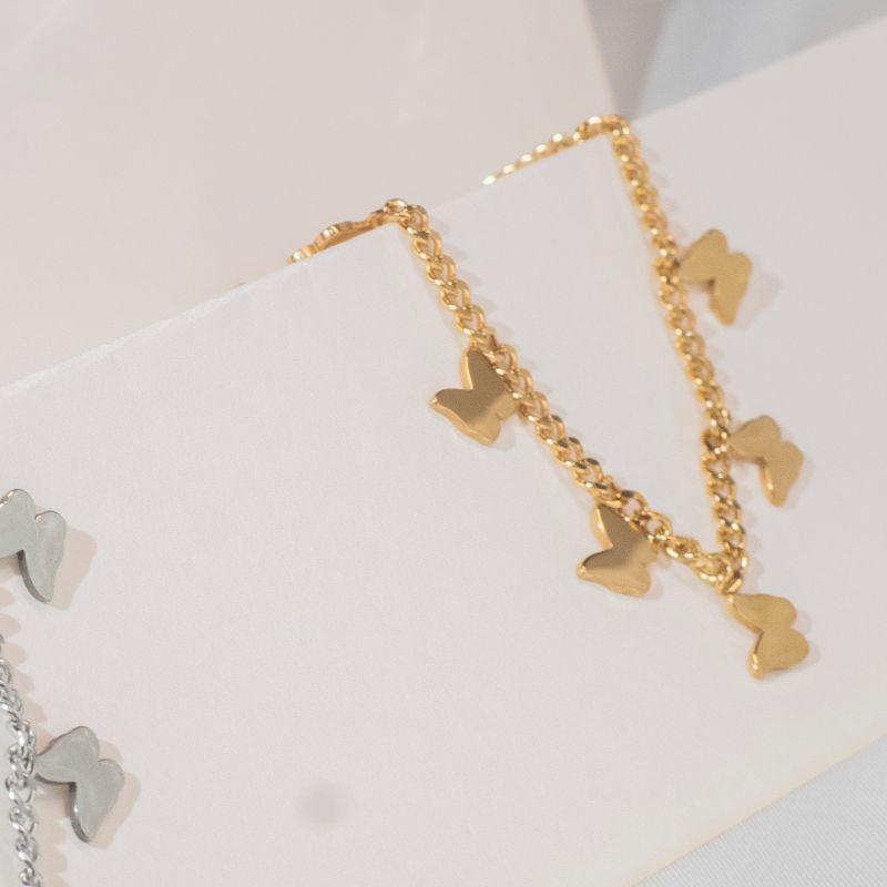 Pulseira Borboletas - Aço inox com Banho