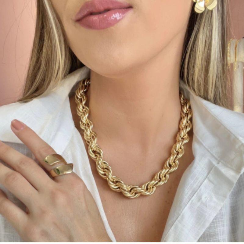 Choker cordão Torcido 10mm de espessura 40cm de comprimento + 5cm de extensor