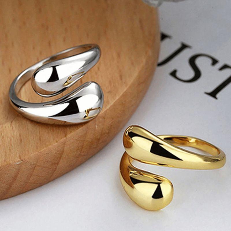 Anel Ajustável Geométrico em Gota de Água Minimalista de -  Aço Inoxidável Banho