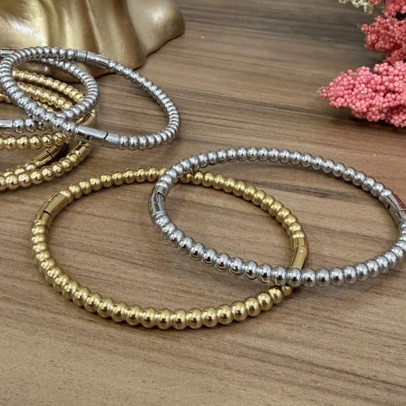 Bracelete de Esferas - Aço com banho de Ouro