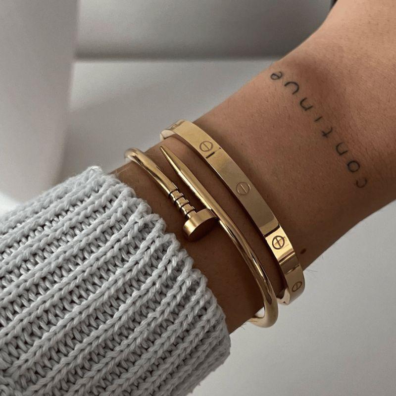 Bracelete Inspiração Cartier  - Aço com banho de ouro