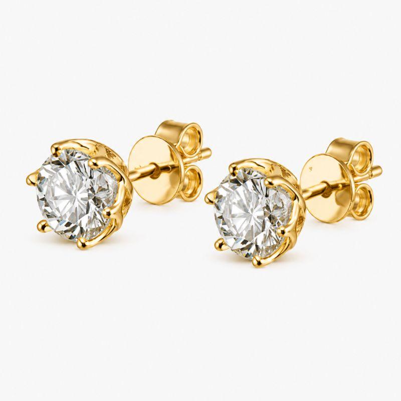Brinco ponto de luz 06mm 6garras - Banho de ouro