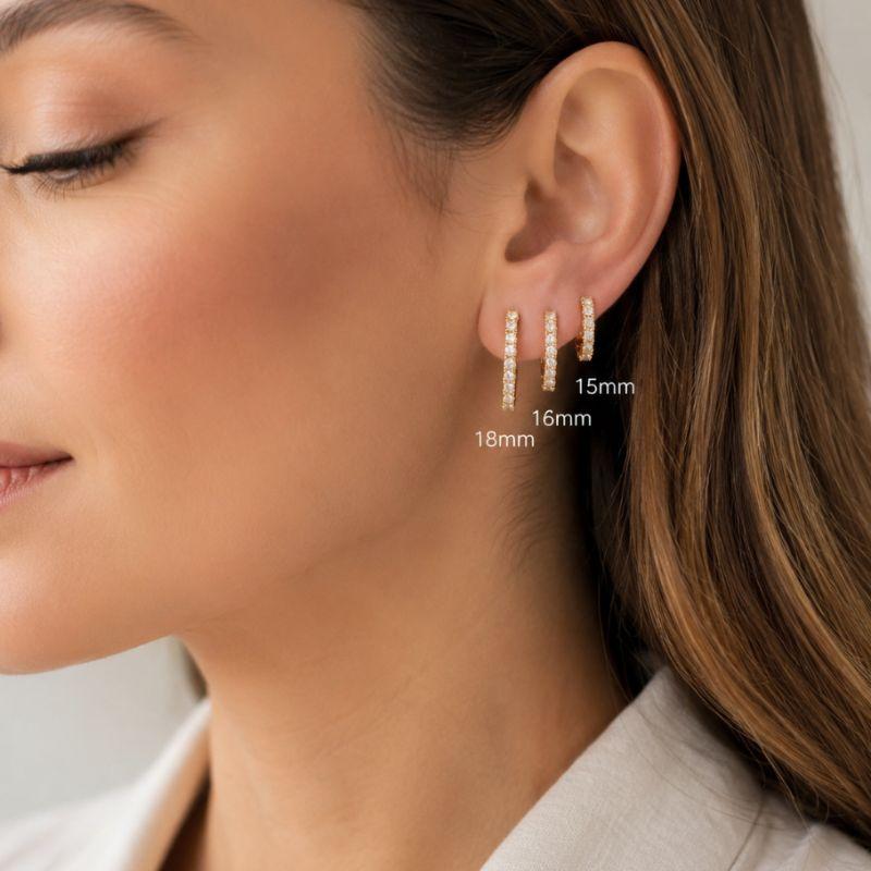 Trio de Clik Retangular cravejado em zirconias - Banhado a ouro