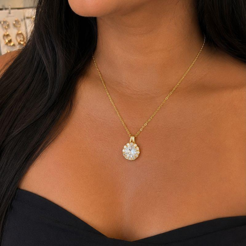 Colar Ponto de Luz Cravejado em volta 12mm - Banhado a Ouro