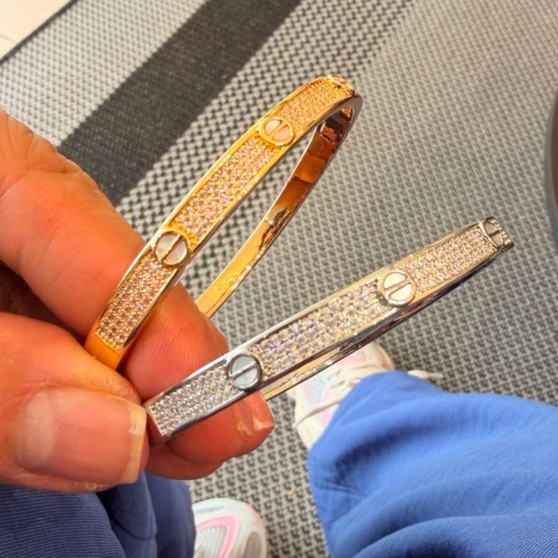 Bracelete Inspiração Cravejado - Banho de Ouro