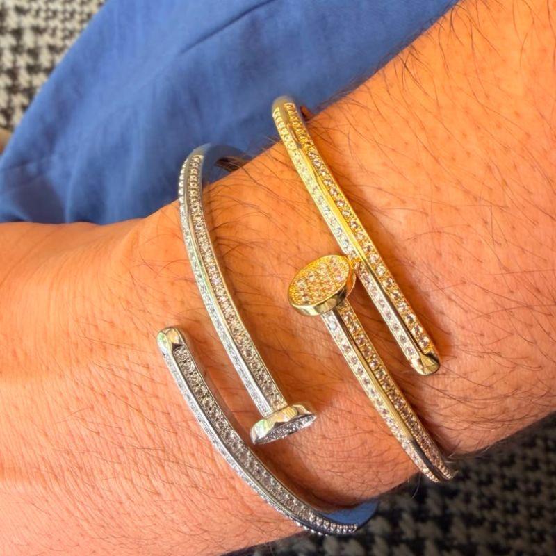 Bracelete Prego Cravejado - Banho de Ouro