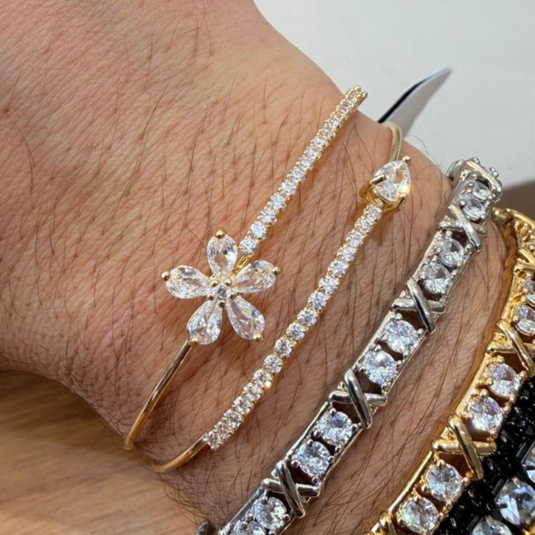 Bracelete Flor cravejado